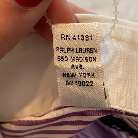 Ralph Lauren black label Extended Cuff Cotton Shirt Purple Stripe 33647 - Picture 13 of 14